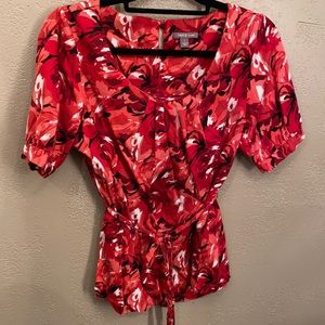 Apt 9 Red and black blouse with tie at waist